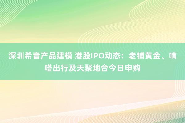 深圳希音产品建模 港股IPO动态：老铺黄金、嘀嗒出行及天聚地合今日申购