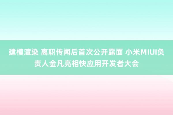 建模渲染 离职传闻后首次公开露面 小米MIUI负责人金凡亮相快应用开发者大会