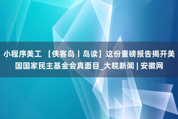 小程序美工 【侠客岛丨岛读】这份重磅报告揭开美国国家民主基金会真面目_大皖新闻 | 安徽网